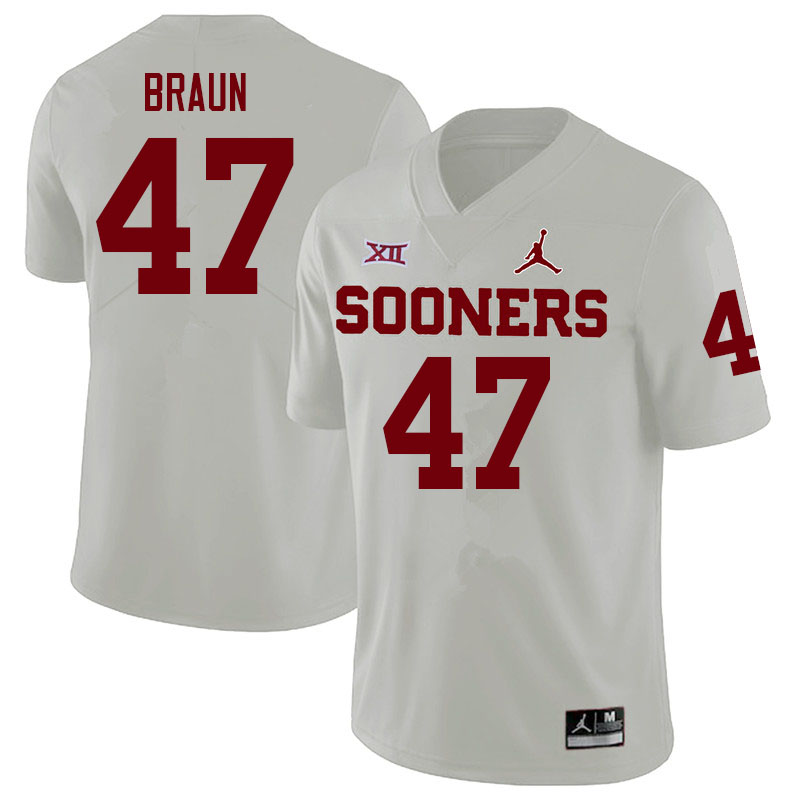 Oklahoma Sooners #47 Brady Braun College Football Jerseys Sale-White